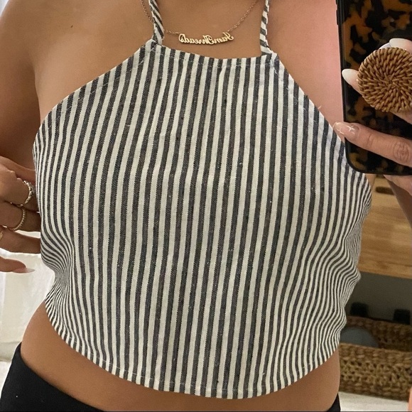 Stripe halter top with open back feature - Picture 7 of 8